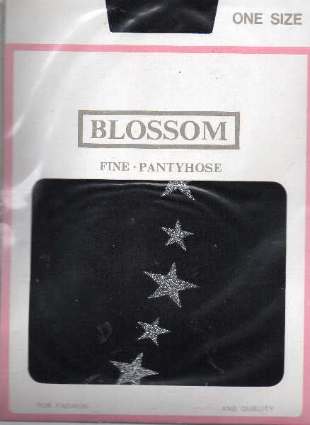 (image for) Blossom Fancy Legs Black Plain Knit Tights with Silver Stars